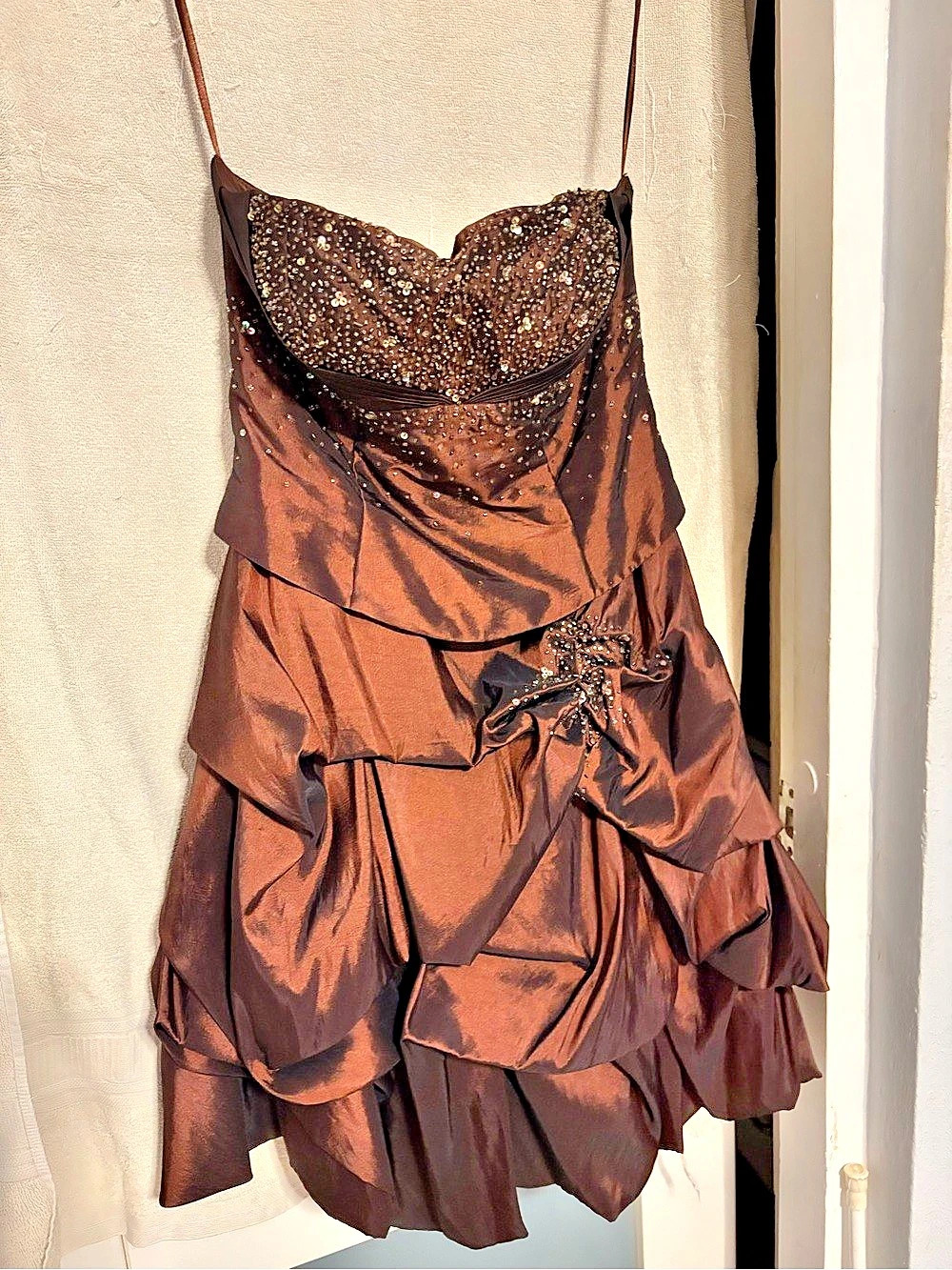 Brown Embellished Mini Dress Like New